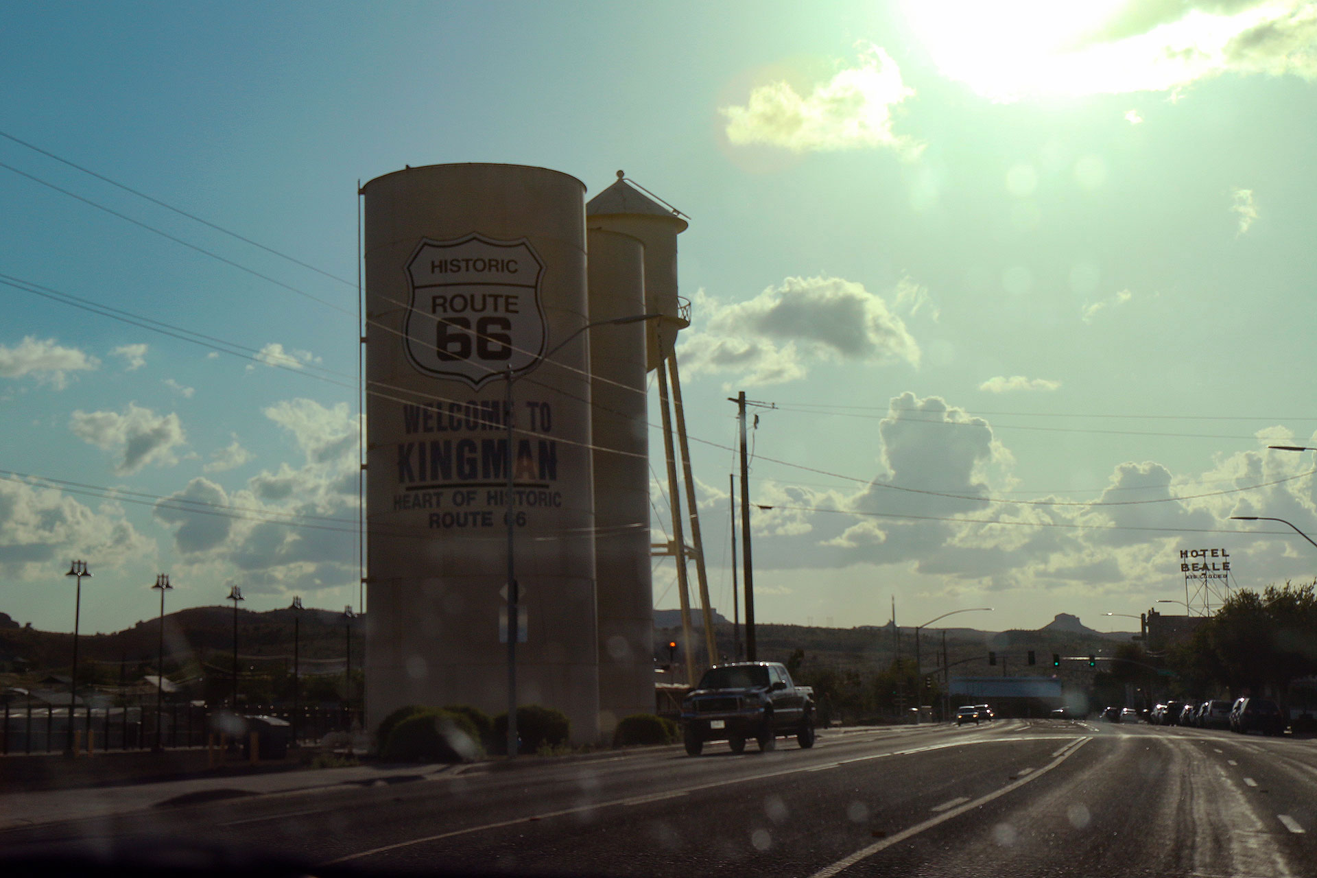 Driving along Historic Route 66 towards Nevada & Las Vegas