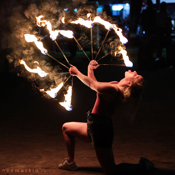 Fire twirling at Burleigh Bongos