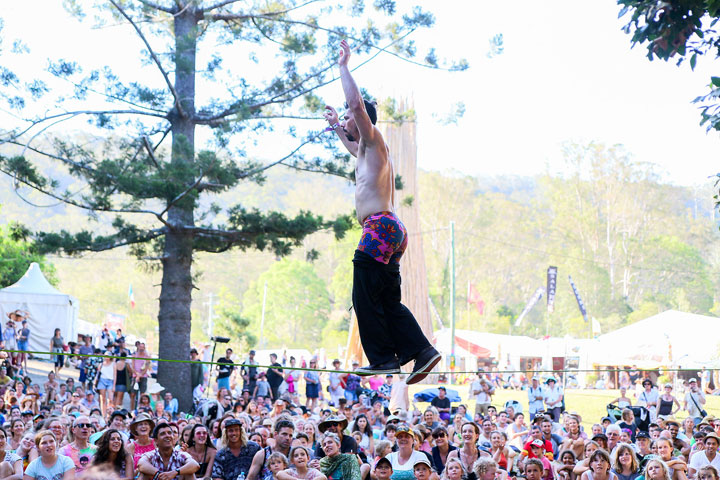 Bruise Brothers Slackline, Woodford Folk Festival 2016/2017, Woodfordia