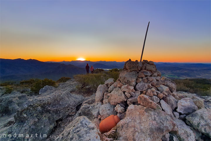 Bronwen & Carissa watching the sunset from Mt Maroon