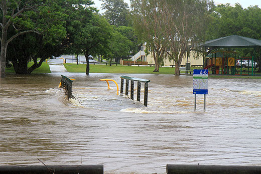 The bikeway a little wet at Stones Corner