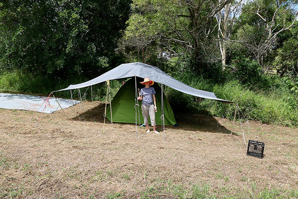 Bronwen having finished setting up the tent