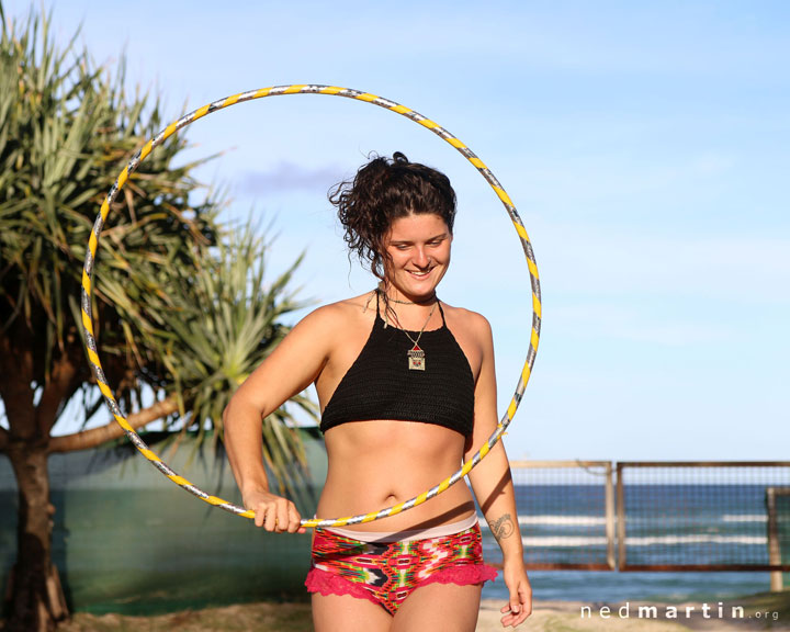 Carissa White hooping at Justins Park, Burleigh Heads