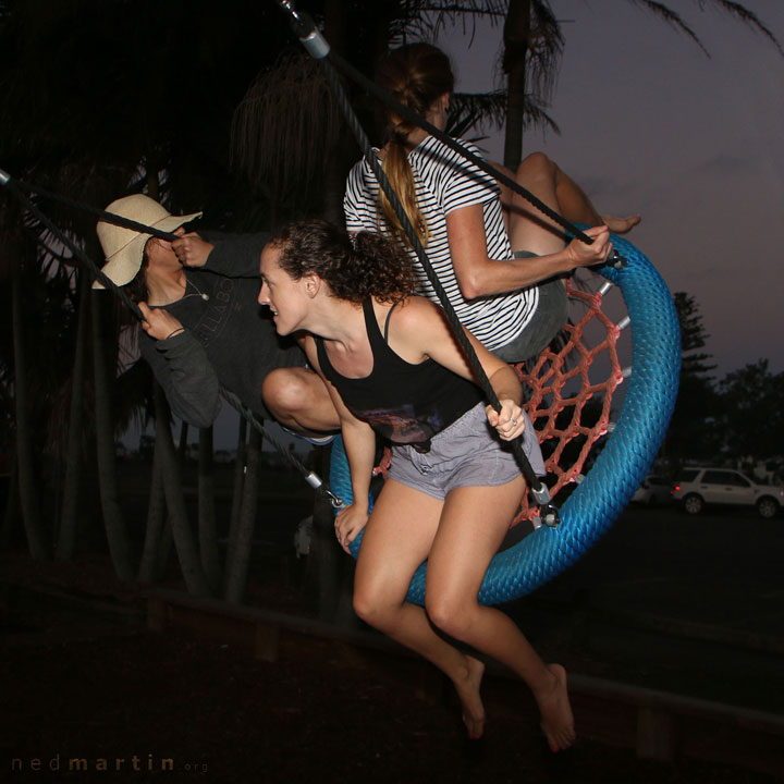 Bronwen, Hannah & Ally swinging