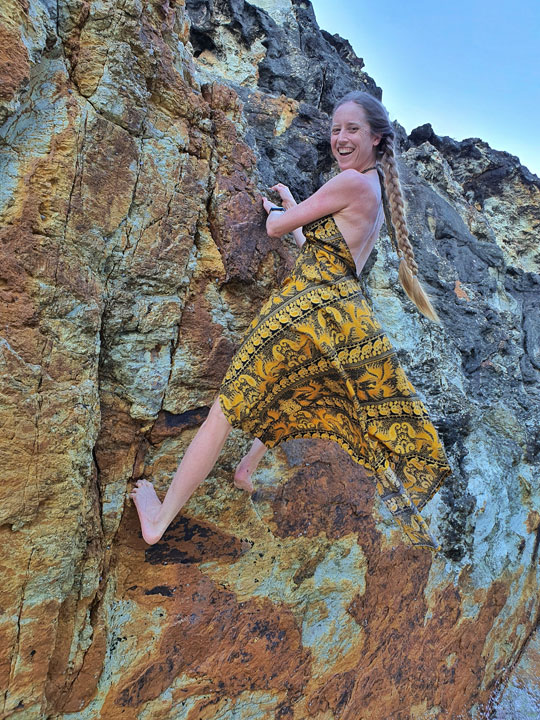 Bronwen saying hello to the rock