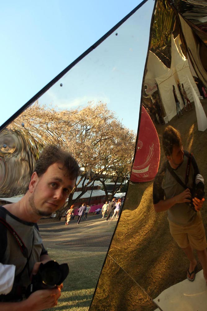 Ned in an arty mirror at South Bank