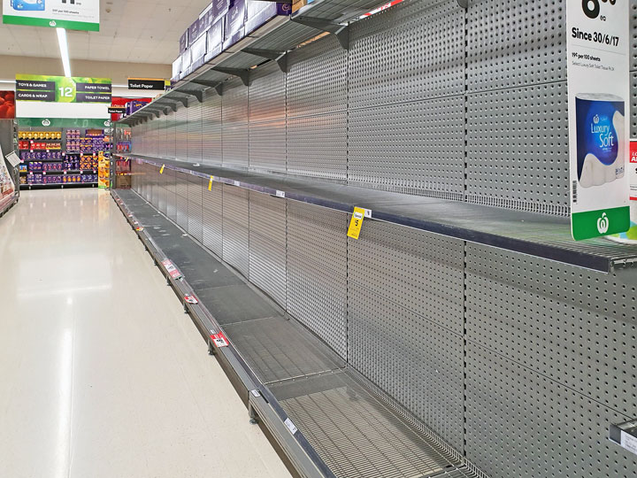 Empty shelves at supermarkets