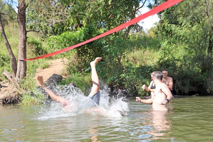 Slackline, Twin Bridges Recreational Area, Brisbane Valley Rail Trail