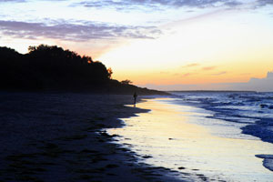 A lone fisherman, Stradbroke Island at Sunset