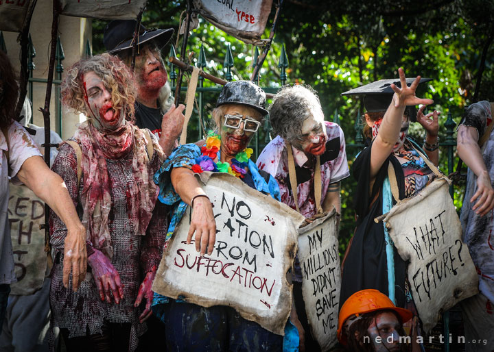 Zombies of the Climate ApoCOALypse, Extinction Rebellion protest, Speakers Corner, Brisbane