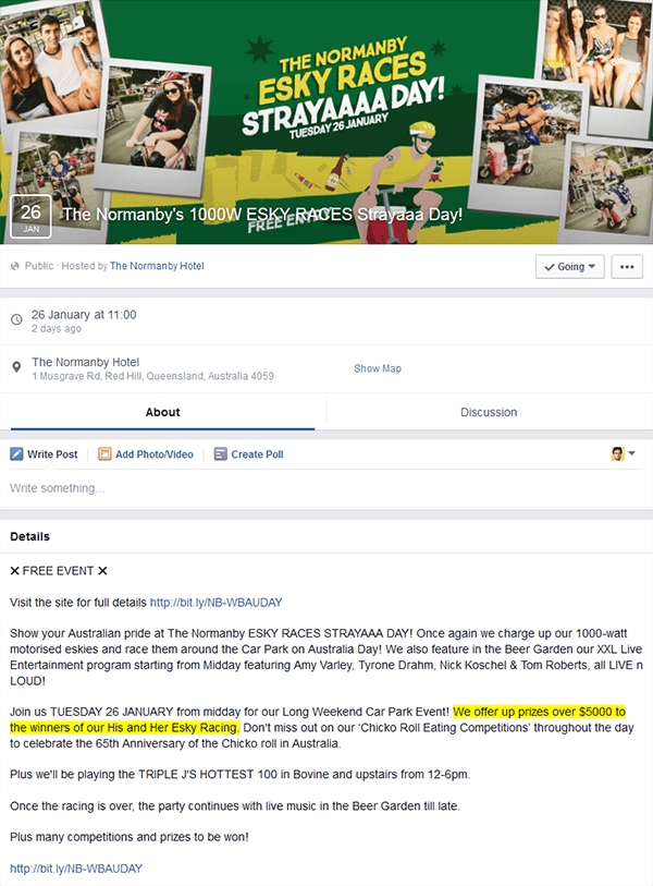 “We offer prizes over $5000 to the winners of our His and Her Esky Racing”—except they were actually $500 gift vouchers.