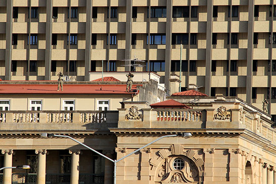 Snipers on the rooftop of David Cameron’s hotel