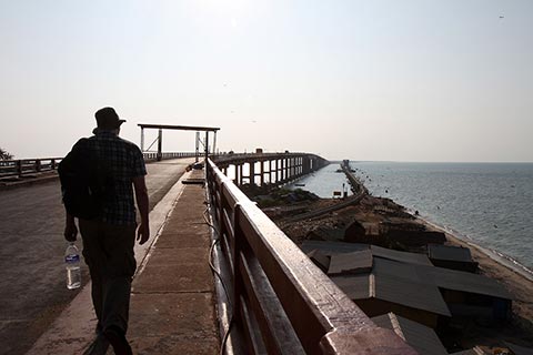 Ned crossing Pamban Bridge