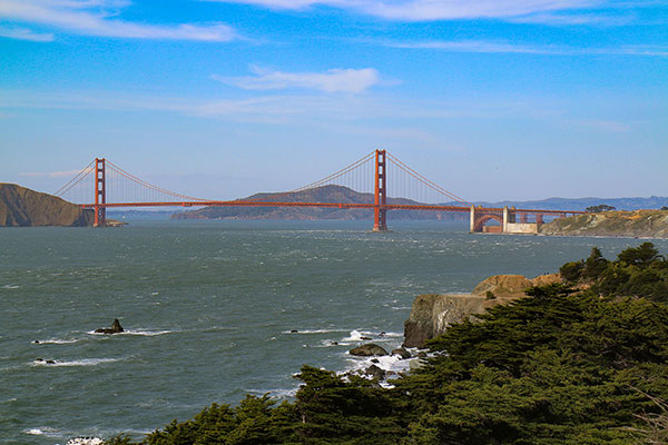 Our first view of the famous Golden Gate Bridge