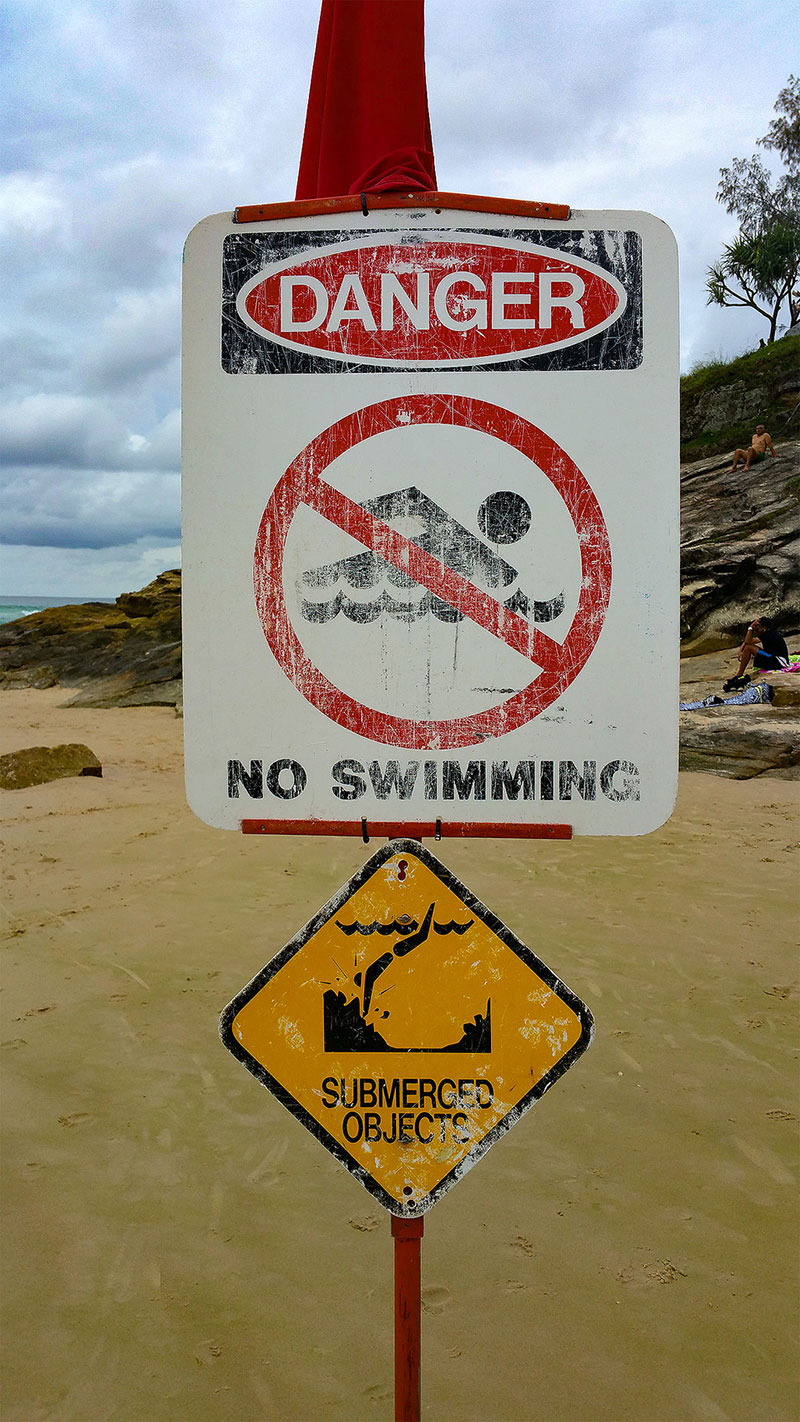 Danger! No Swimming! Submerged Objects!