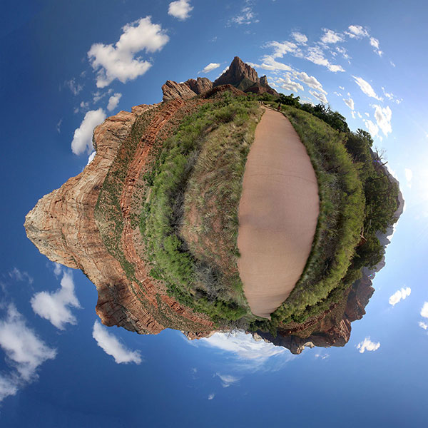 A “little planet” of Zion National Park