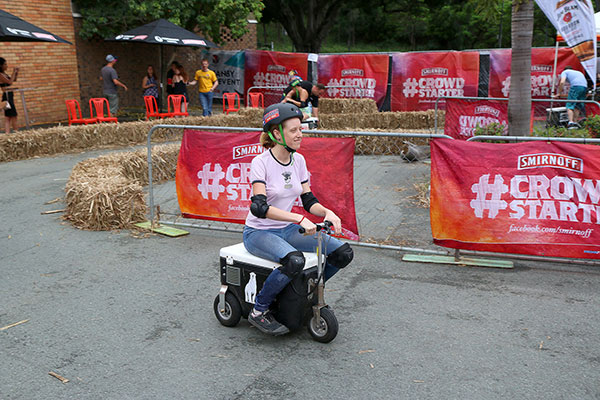 Bronwen taking her esky for a spin