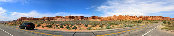 The road through Arches National Park