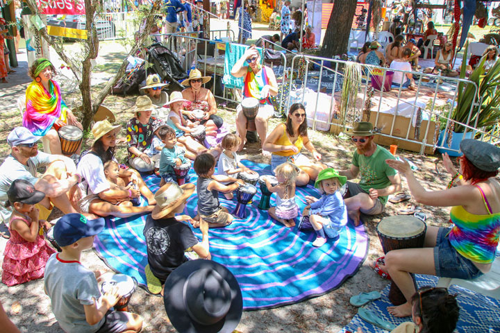 Kids Space – Rainbow Djembe Tribe, Island Vibe Festival 2018, Stradbroke Island