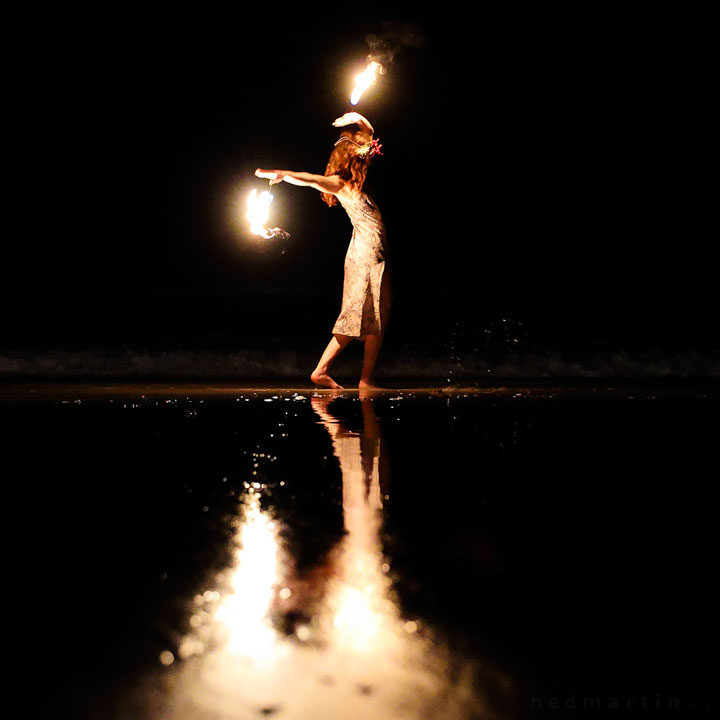 Fire twirling at Burleigh Bongos