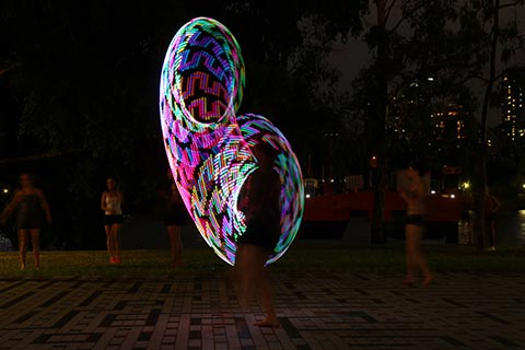 LED hoops at Sunset Gathering