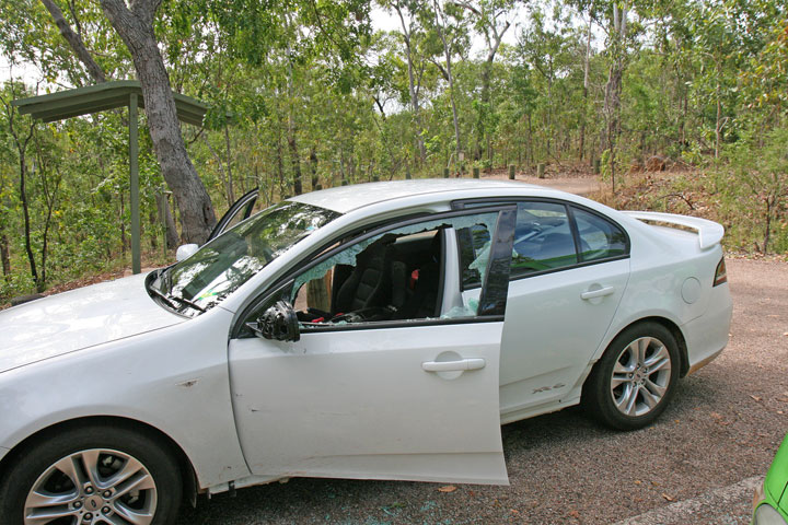 Car broken into, Florence Falls, Northern Territory