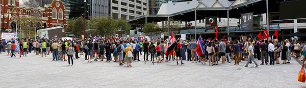 The protesters in King George Square