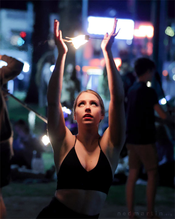 Fire twirling at Burleigh Bongos