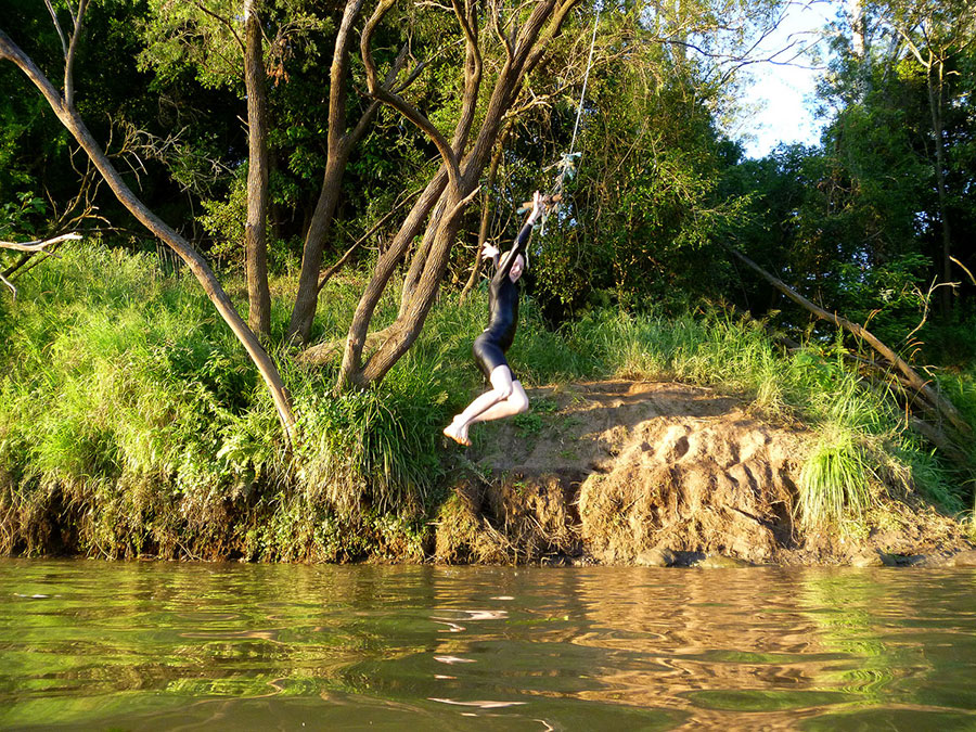 Bronwen leaps from the water in an effort to escape almost certain death from an aquatic bite or sting at College’s Crossing.