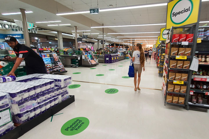 Social distancing measures at Woolworths