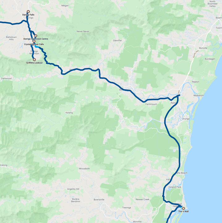 Map: Nambucca to Dorrigo