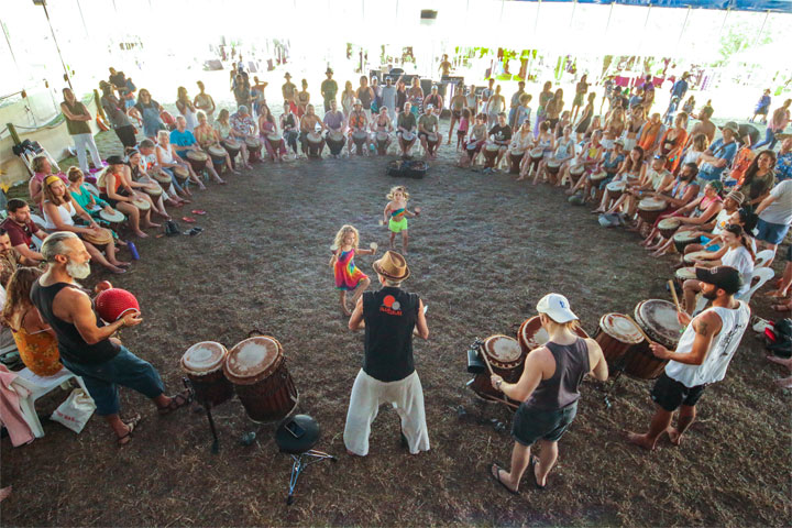 Elliott Orr Drumming Workshop at Irie Top, Island Vibe Festival 2019, Stradbroke Island