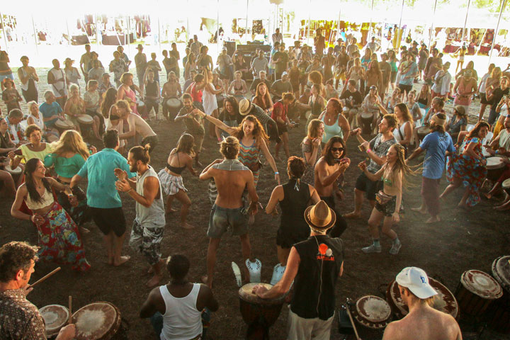 Elliott Orr Drumming Workshop at Irie Top, Island Vibe Festival 2019, Stradbroke Island