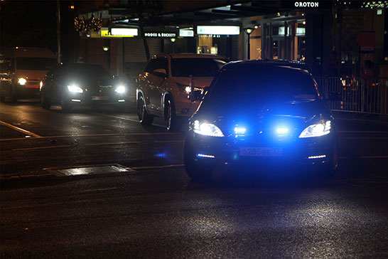 Putin arriving at The Hilton