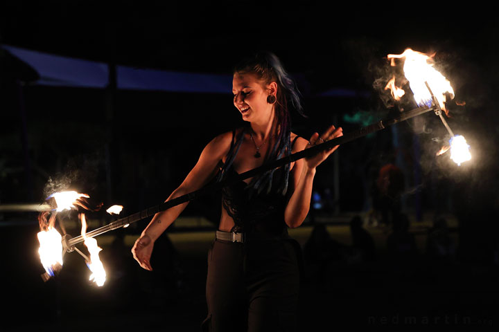 Fire twirling at Burleigh Bongos