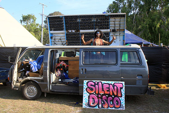 The “Silent Disco”: People wear headphones and three DJs play different music. The headphones light up in red, green or blue depending on which DJ you are listening to.