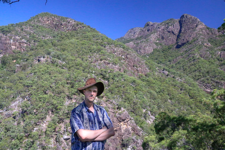 Ned in front of Mt Barney