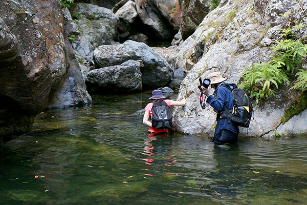 Bronwen & Maz getting rather wet