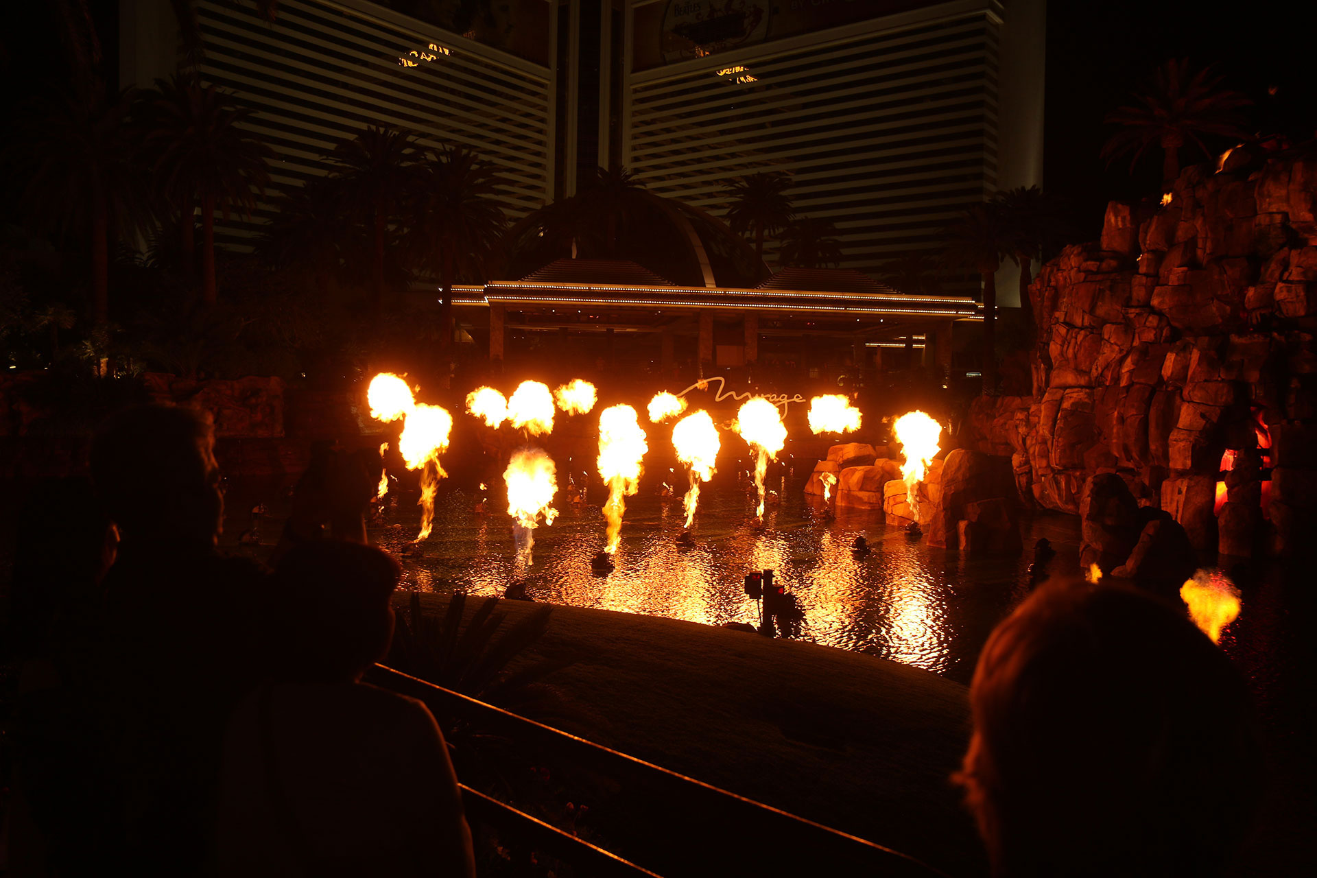 Bronwen watching the Mirage’s Volcano Show, Las Vegas