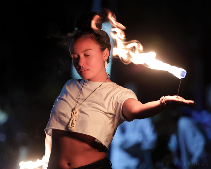 Fire twirling at Burleigh Bongos