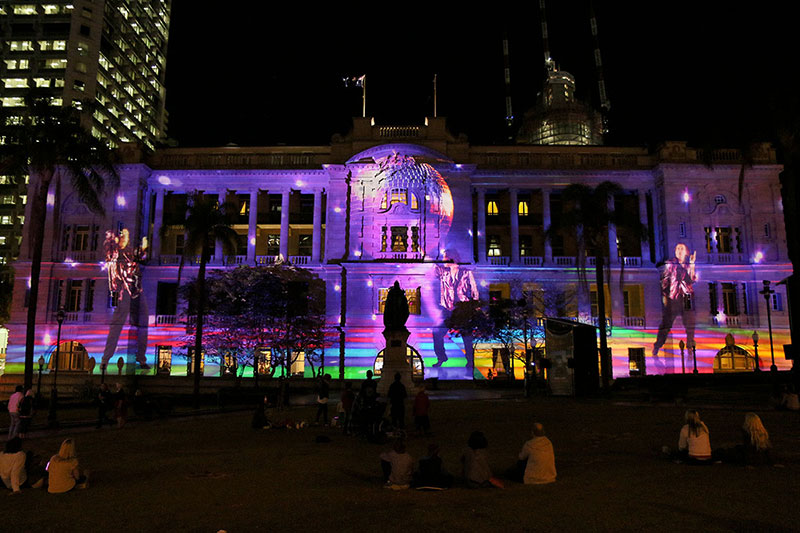 Projecting lights onto The Treasury