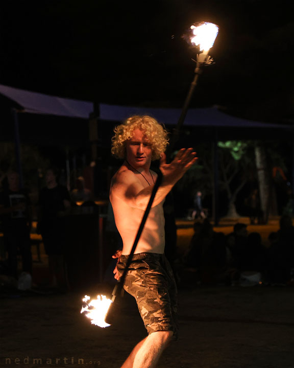 Fire twirling at Burleigh Bongos