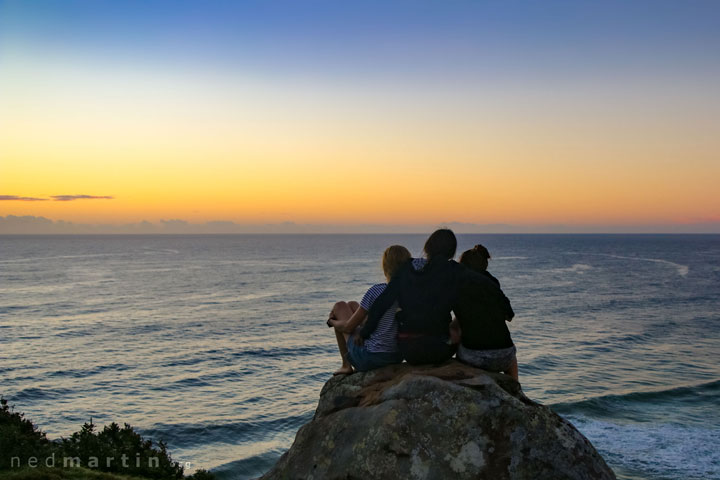 Bronwen, Wendy, & Hannah waiting for the sun to rise