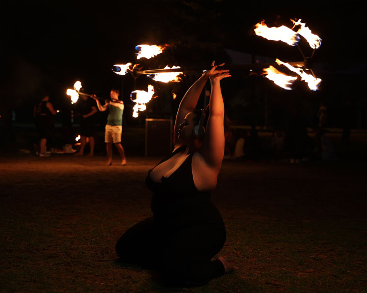 Kaitlyn, Fire twirling at Burleigh Bongos