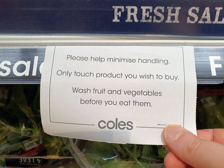 Coles has no social distancing measures in place–just signs