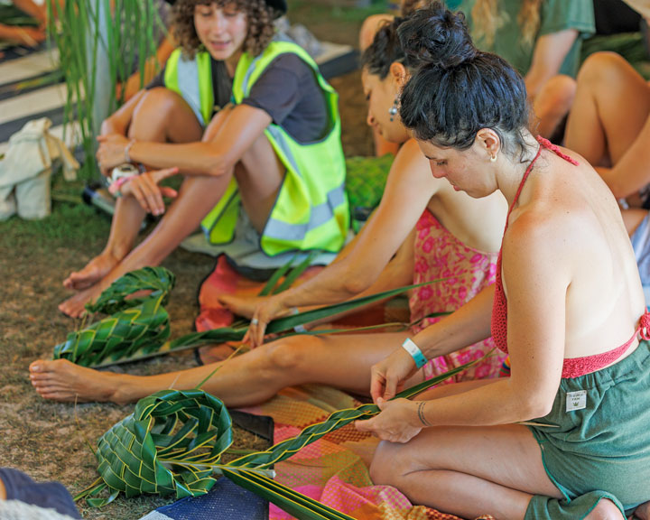 Weaving with Gabi and Aron, Micro Island Vibe Festival, Stradbroke Island