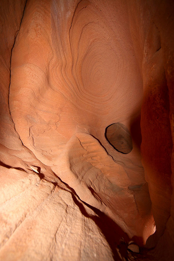 Inside a small cave in the Valley of Fire
