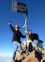 Bronwen at Point Lenana, Mount Kenya, 4985 metres