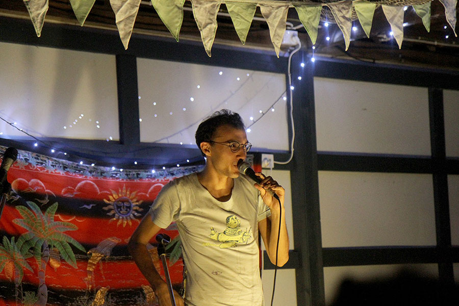 Another Jo, in this case Jonathan Sri the local Greens candidate and the man behind Roving Conspiracy, performs.