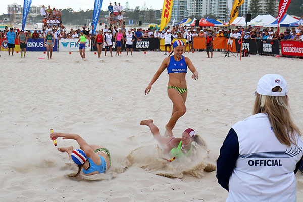 An official watches the “Kick Women Championships”